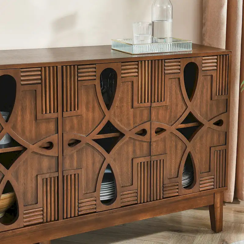 60,5" modernes Sideboard-Buffetschrank mit Stauraum, TV-Medienkonsole, Aufbewahrungsschrank mit 4 Türen und verstellbaren Einlegeböden