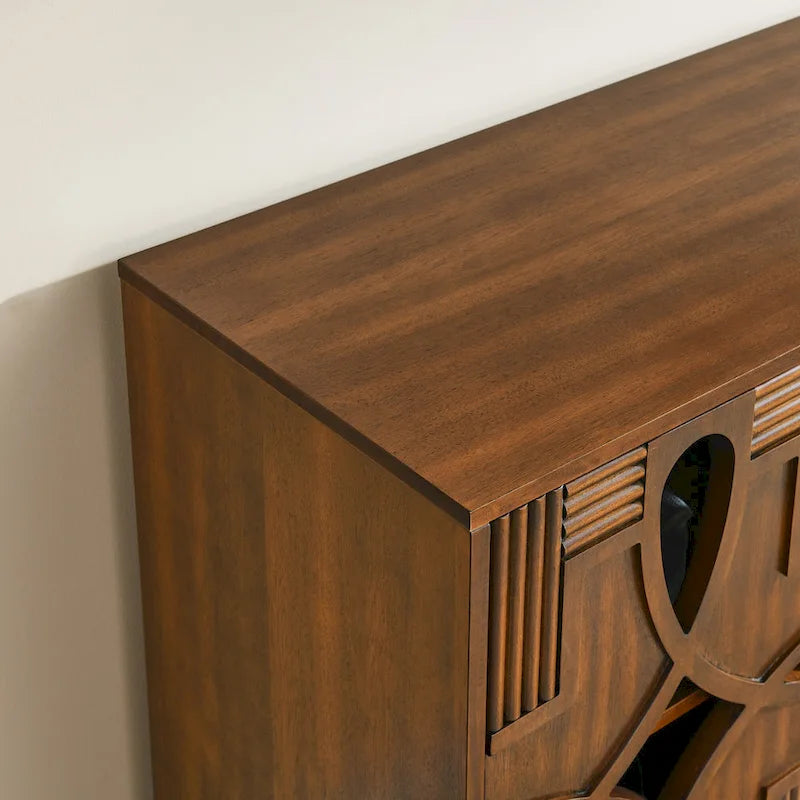 60,5" modernes Sideboard-Buffetschrank mit Stauraum, TV-Medienkonsole, Aufbewahrungsschrank mit 4 Türen und verstellbaren Einlegeböden