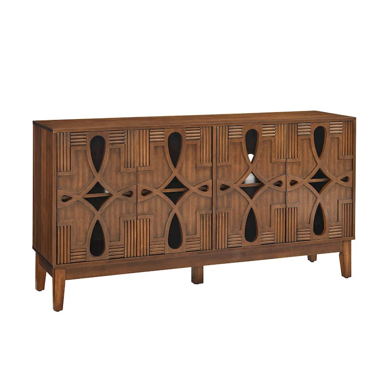 60,5" modernes Sideboard-Buffetschrank mit Stauraum, TV-Medienkonsole, Aufbewahrungsschrank mit 4 Türen und verstellbaren Einlegeböden