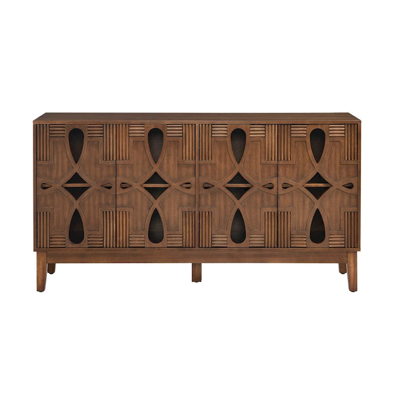 60,5" modernes Sideboard-Buffetschrank mit Stauraum, TV-Medienkonsole, Aufbewahrungsschrank mit 4 Türen und verstellbaren Einlegeböden