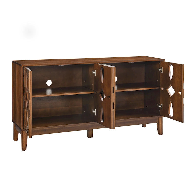 60,5" modernes Sideboard-Buffetschrank mit Stauraum, TV-Medienkonsole, Aufbewahrungsschrank mit 4 Türen und verstellbaren Einlegeböden