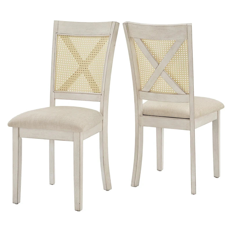 Esszimmerstuhl mit X-Rückenlehne aus Rattan, 2er-Set
