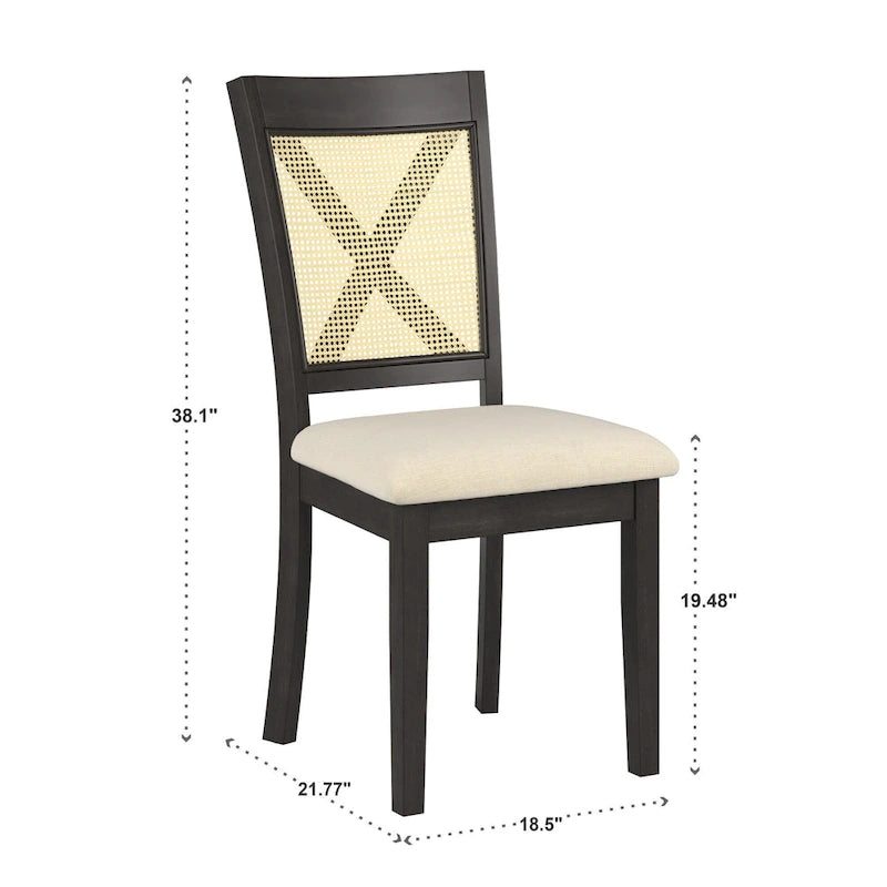 Esszimmerstuhl mit X-Rückenlehne aus Rattan, 2er-Set