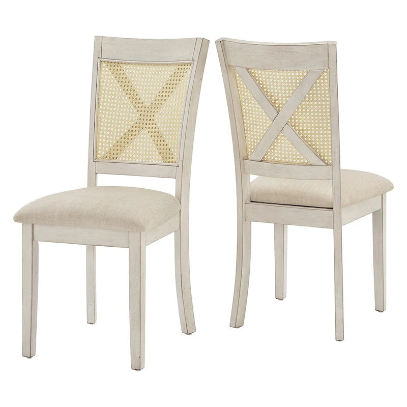 Esszimmerstuhl mit X-Rückenlehne aus Rattan, 2er-Set