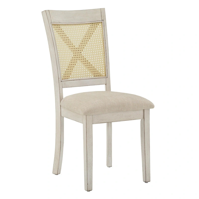 Esszimmerstuhl mit X-Rückenlehne aus Rattan, 2er-Set