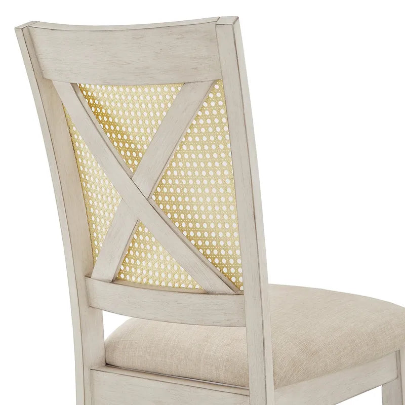 Esszimmerstuhl mit X-Rückenlehne aus Rattan, 2er-Set