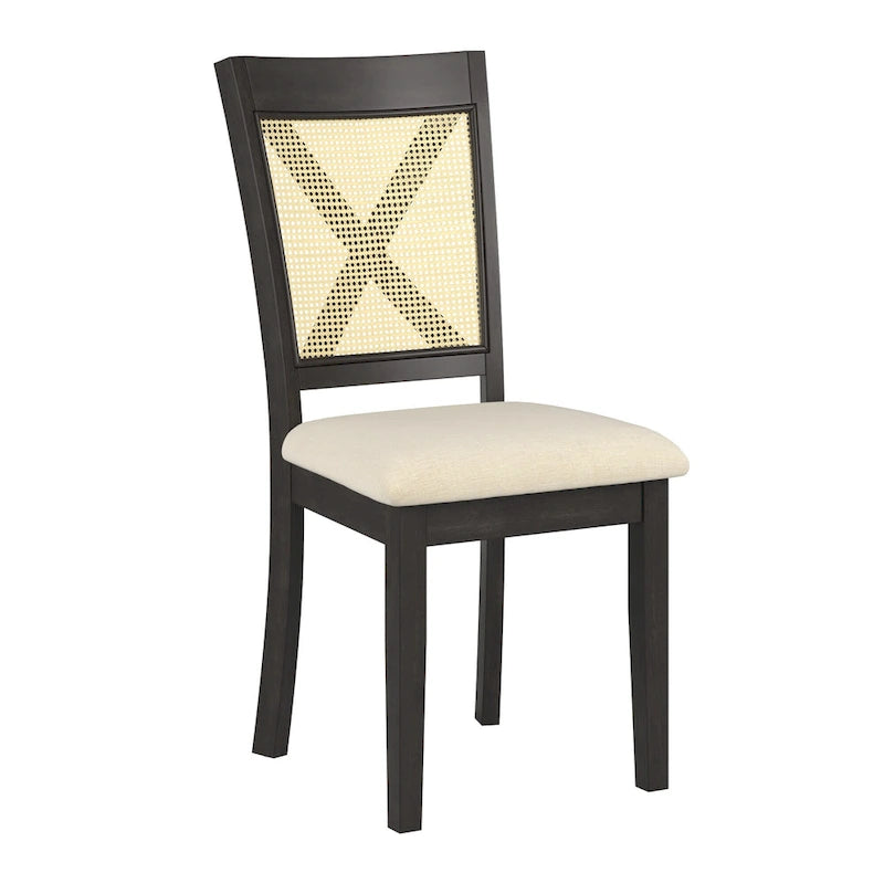 Esszimmerstuhl mit X-Rückenlehne aus Rattan, 2er-Set