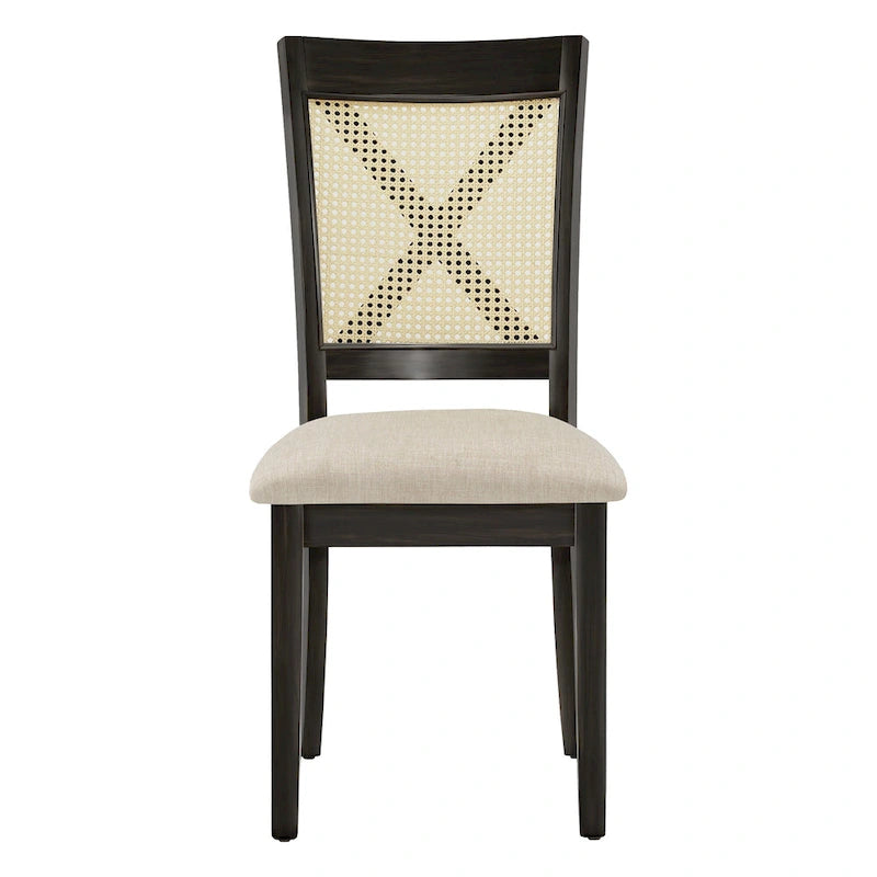 Esszimmerstuhl mit X-Rückenlehne aus Rattan, 2er-Set