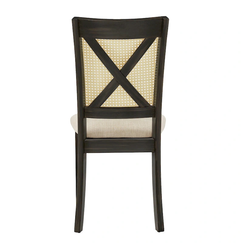 Esszimmerstuhl mit X-Rückenlehne aus Rattan, 2er-Set
