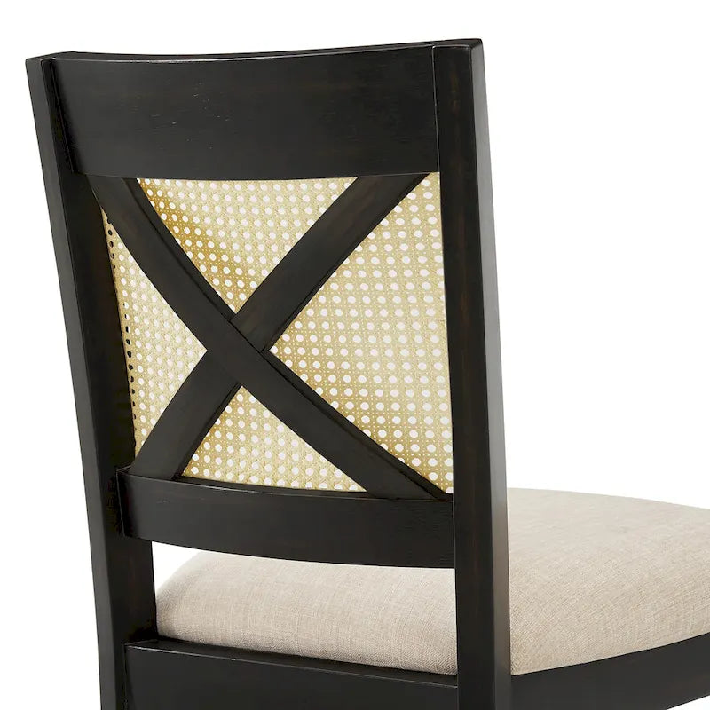 Esszimmerstuhl mit X-Rückenlehne aus Rattan, 2er-Set