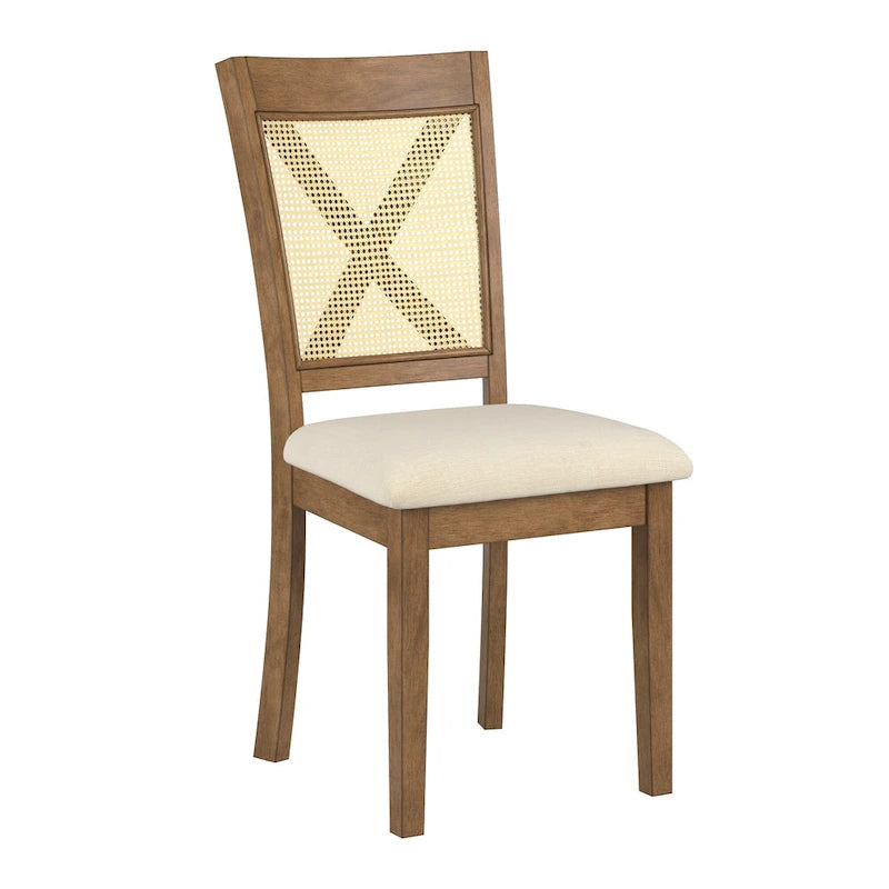 Esszimmerstuhl mit X-Rückenlehne aus Rattan, 2er-Set