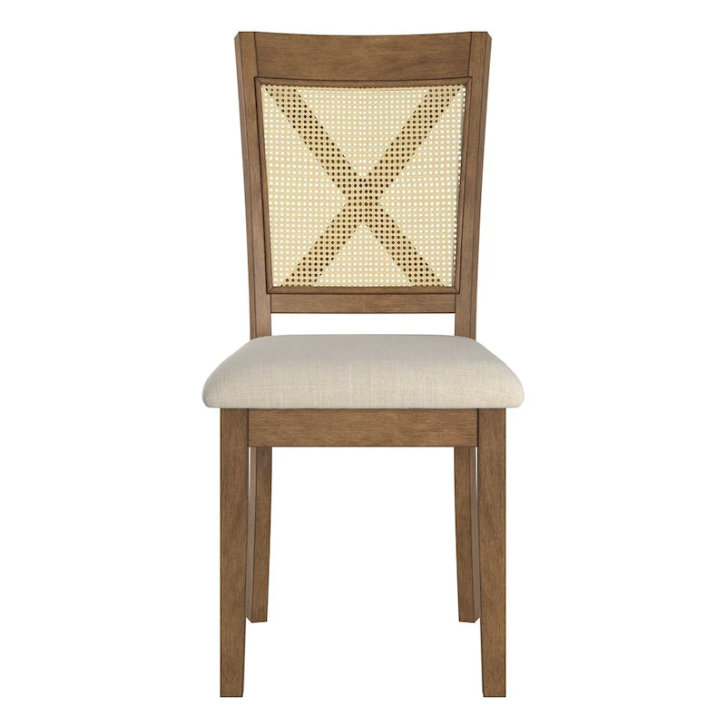 Esszimmerstuhl mit X-Rückenlehne aus Rattan, 2er-Set