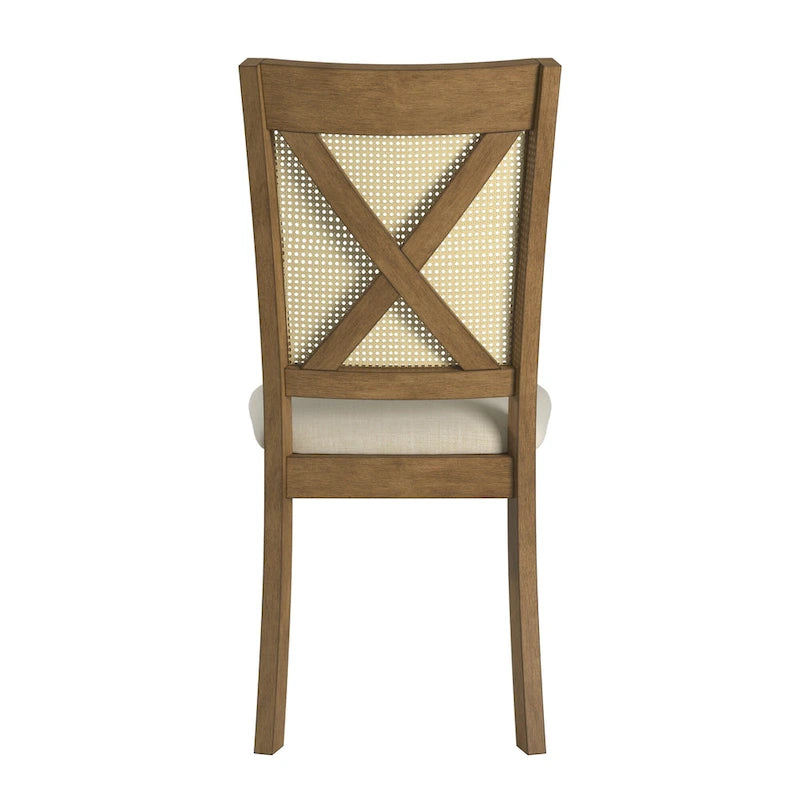 Esszimmerstuhl mit X-Rückenlehne aus Rattan, 2er-Set