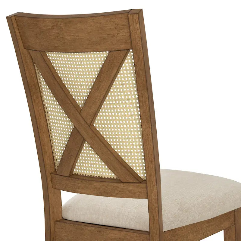 Esszimmerstuhl mit X-Rückenlehne aus Rattan, 2er-Set
