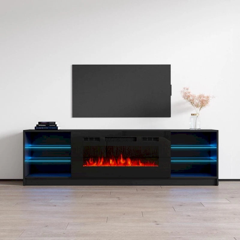 Elektrischer Kamin-TV-Ständer mit LED-Regalen