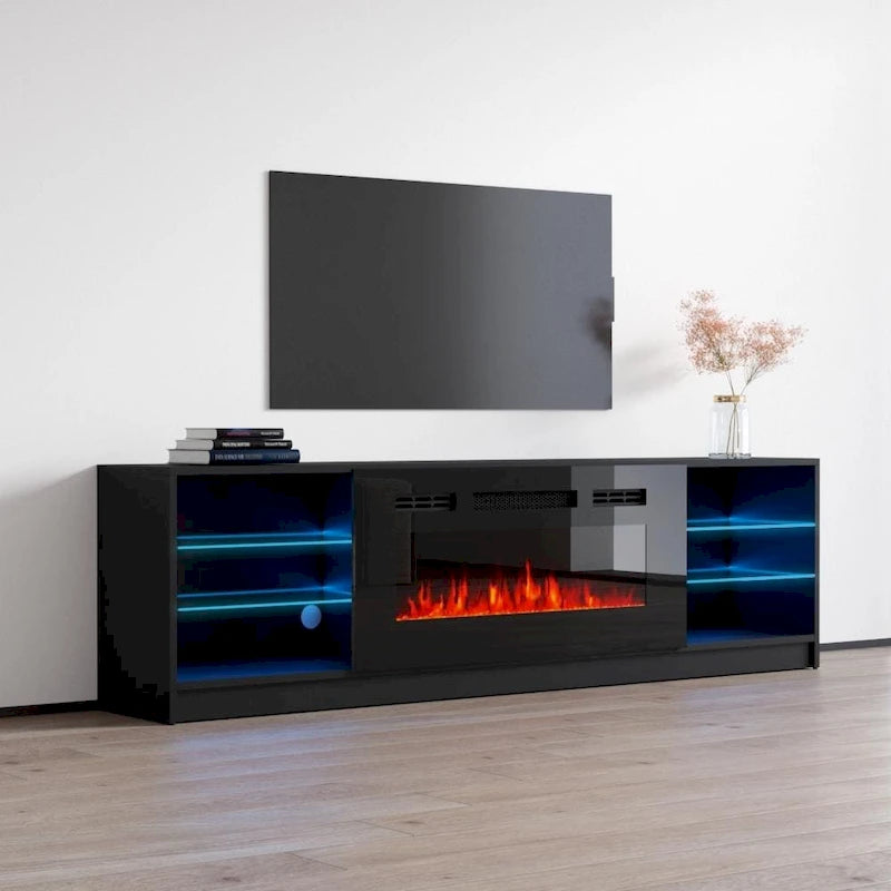 Elektrischer Kamin-TV-Ständer mit LED-Regalen