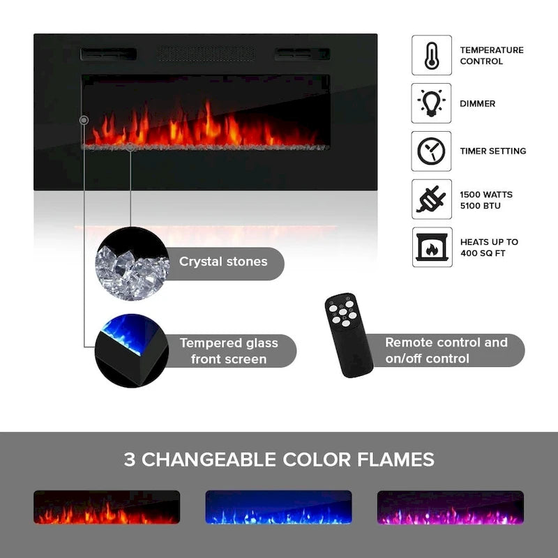 Elektrischer Kamin-TV-Ständer mit LED-Regalen