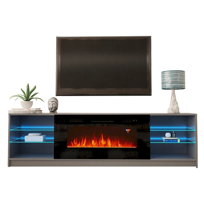 Elektrischer Kamin-TV-Ständer mit LED-Regalen