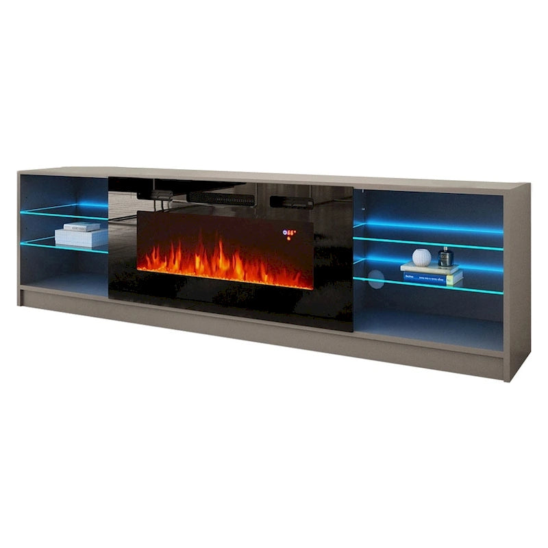 Elektrischer Kamin-TV-Ständer mit LED-Regalen