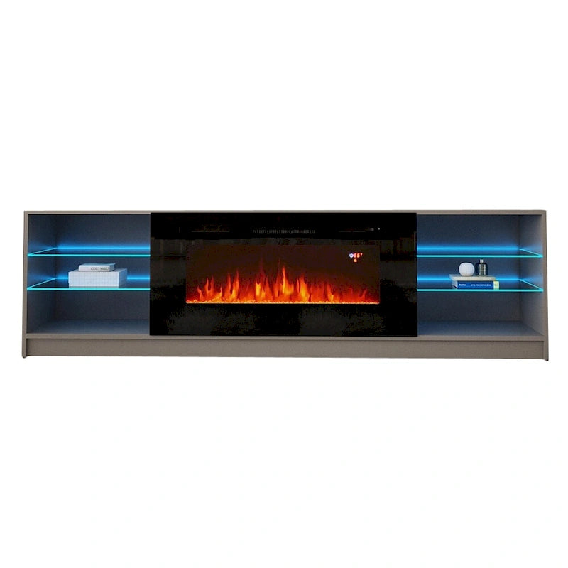 Elektrischer Kamin-TV-Ständer mit LED-Regalen