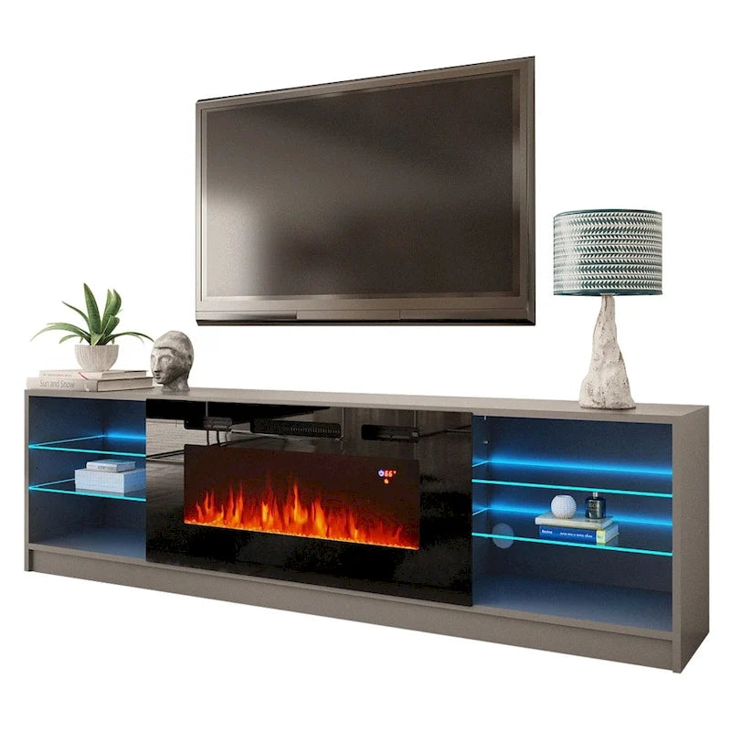 Elektrischer Kamin-TV-Ständer mit LED-Regalen