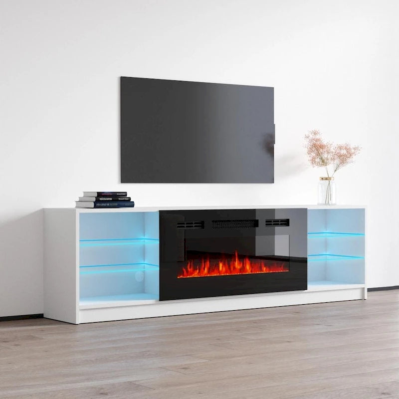 Elektrischer Kamin-TV-Ständer mit LED-Regalen