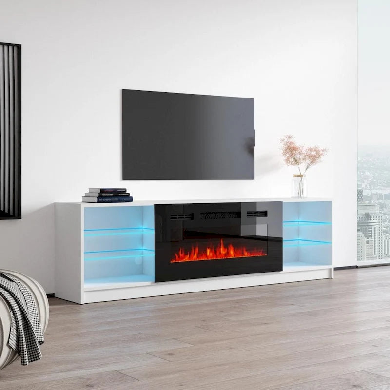 Elektrischer Kamin-TV-Ständer mit LED-Regalen