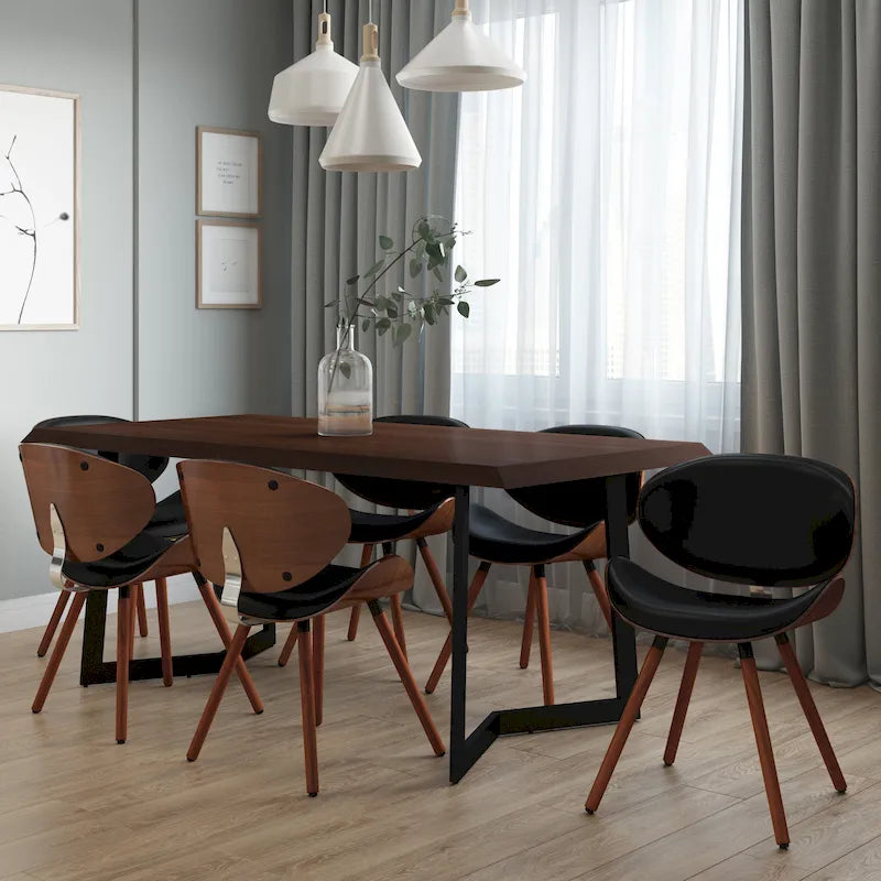 Mid-Century Modern Esszimmerstuhl mit geschwungener, gepolsterter Rückenlehne