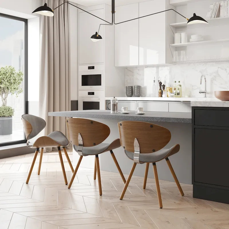 Mid-Century Modern Esszimmerstuhl mit geschwungener, gepolsterter Rückenlehne