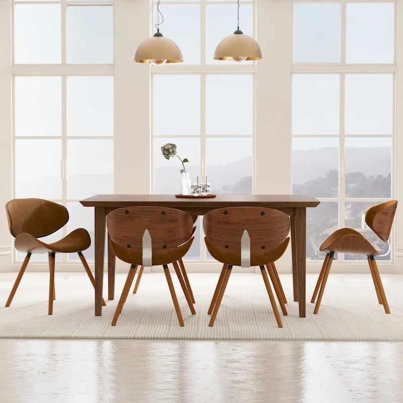 Mid-Century Modern Esszimmerstuhl mit geschwungener, gepolsterter Rückenlehne