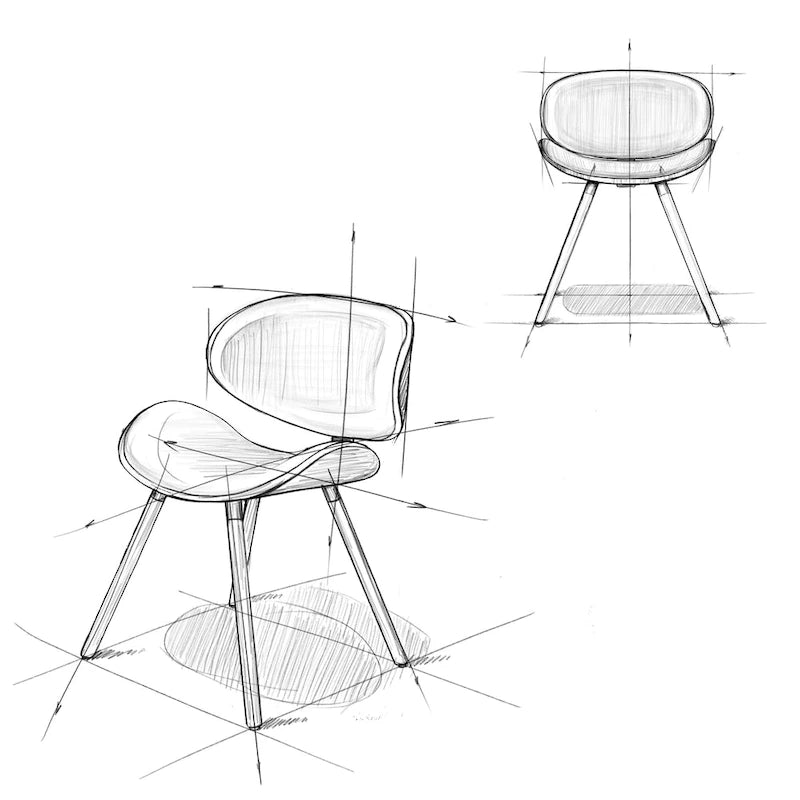 Mid-Century Modern Esszimmerstuhl mit geschwungener, gepolsterter Rückenlehne