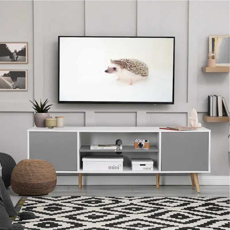 Mid-Century Modern TV-Möbel für 60-Zoll-Fernseher mit Stauraum und offenem Fach