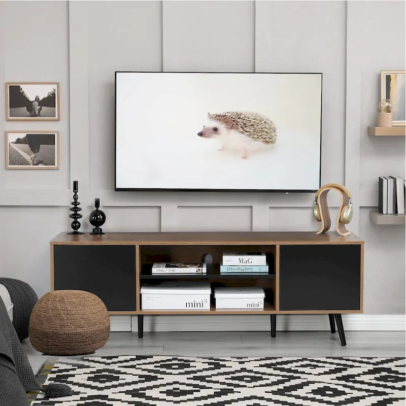 Mid-Century Modern TV-Möbel für 60-Zoll-Fernseher mit Stauraum und offenem Fach