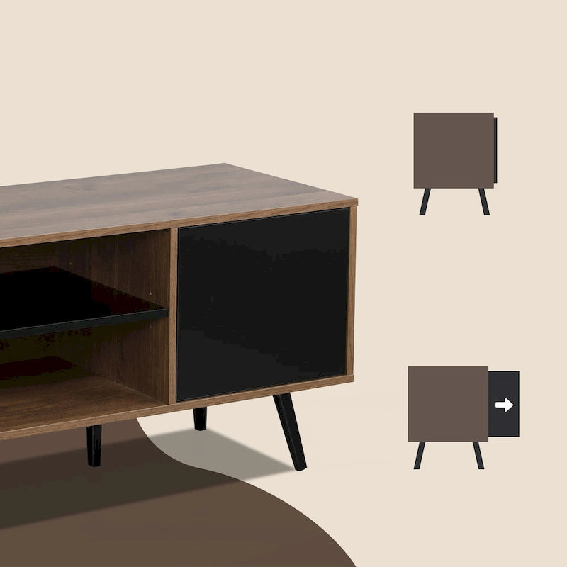 Mid-Century Modern TV-Möbel für 60-Zoll-Fernseher mit Stauraum und offenem Fach