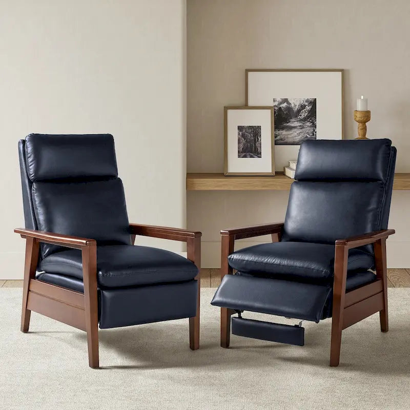 Mid-Century Sessel aus veganem Leder und Massivholz, 2er-Set