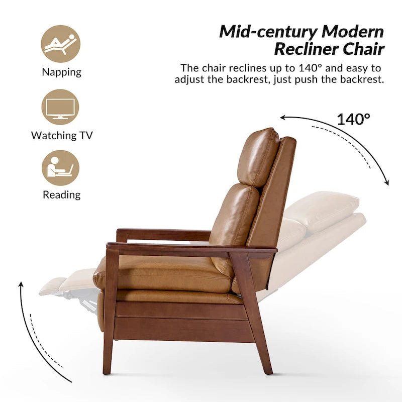 Mid-Century Sessel aus veganem Leder und Massivholz, 2er-Set