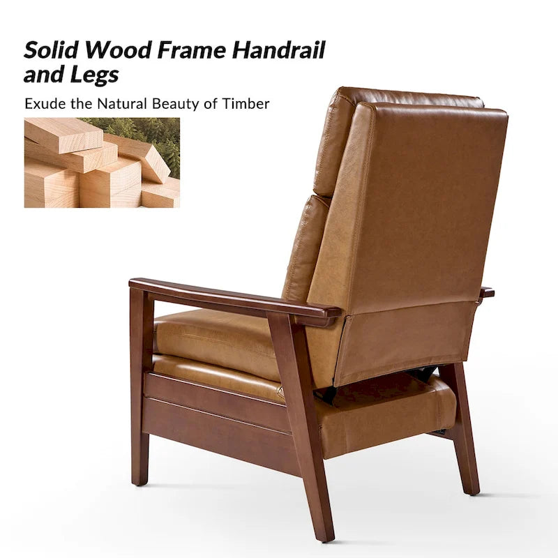 Mid-Century Sessel aus veganem Leder und Massivholz, 2er-Set