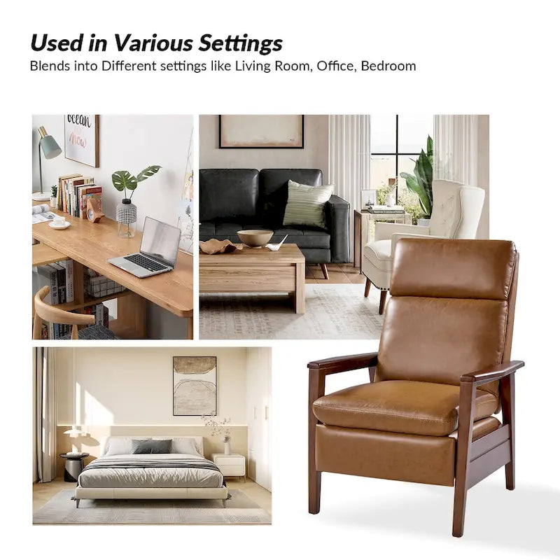 Mid-Century Sessel aus veganem Leder und Massivholz, 2er-Set