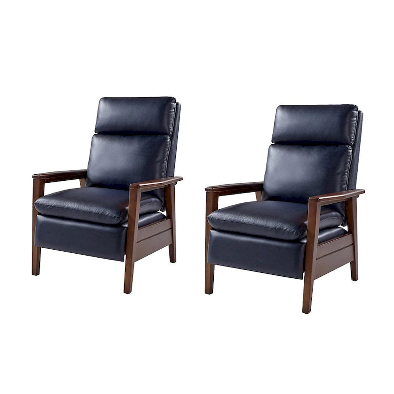 Mid-Century Sessel aus veganem Leder und Massivholz, 2er-Set