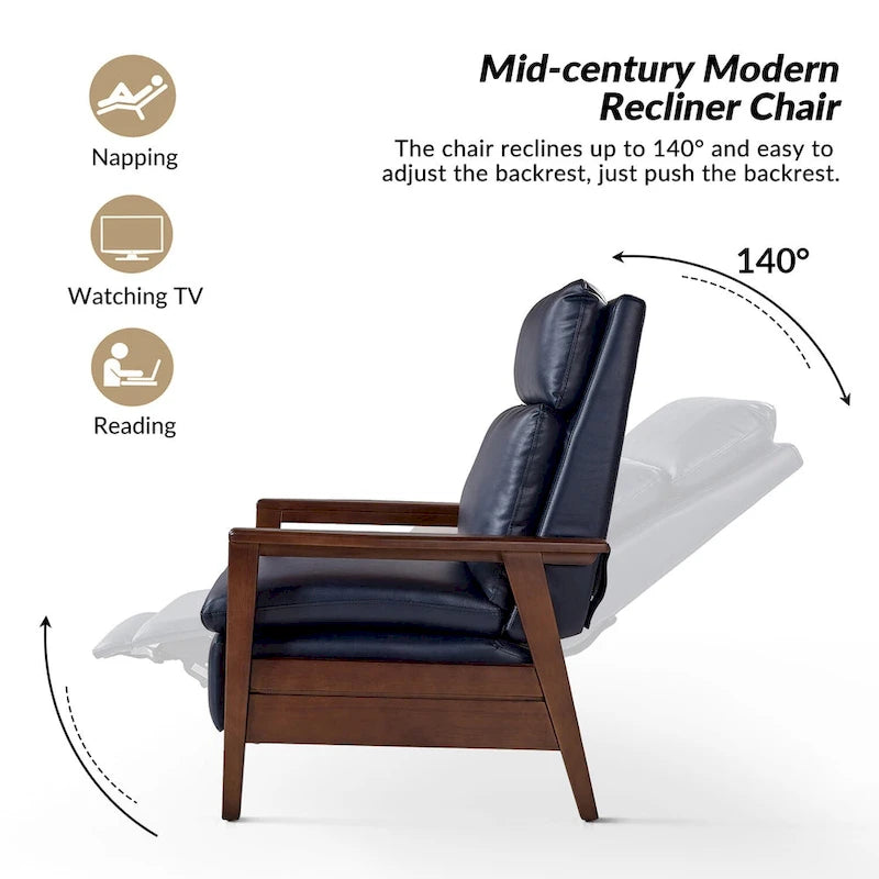 Mid-Century Sessel aus veganem Leder und Massivholz, 2er-Set