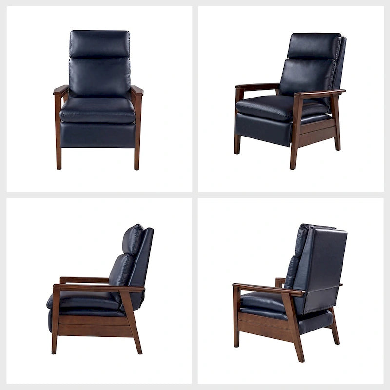 Mid-Century Sessel aus veganem Leder und Massivholz, 2er-Set