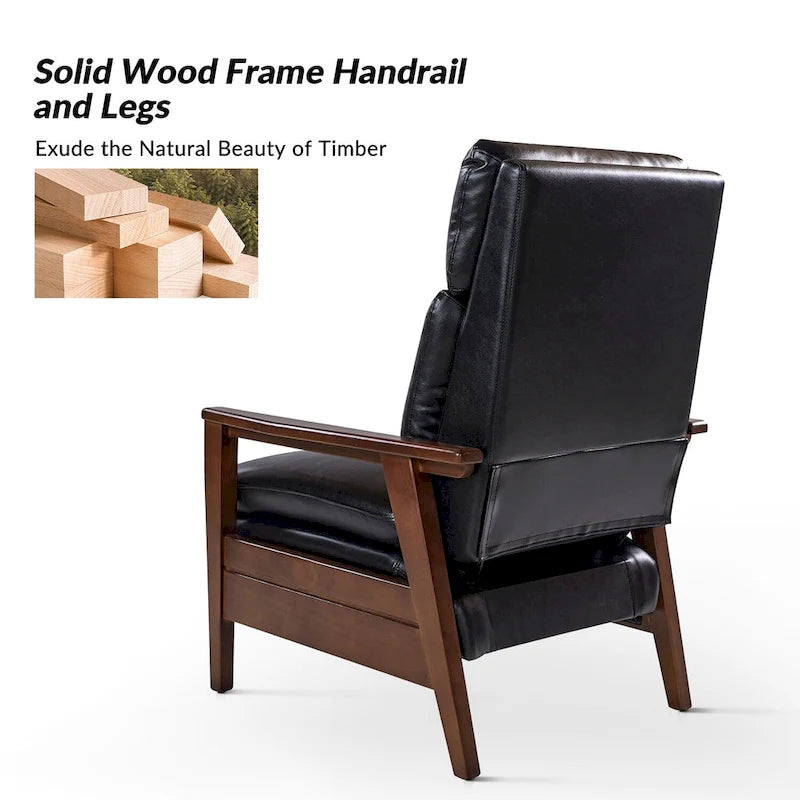 Mid-Century Sessel aus veganem Leder und Massivholz, 2er-Set