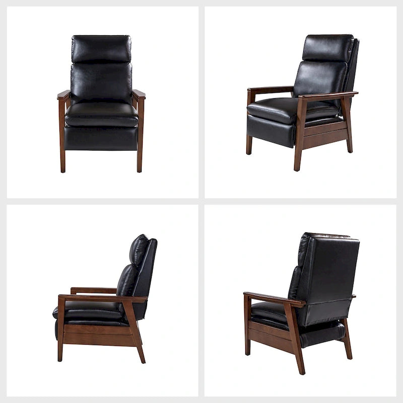Mid-Century Sessel aus veganem Leder und Massivholz, 2er-Set