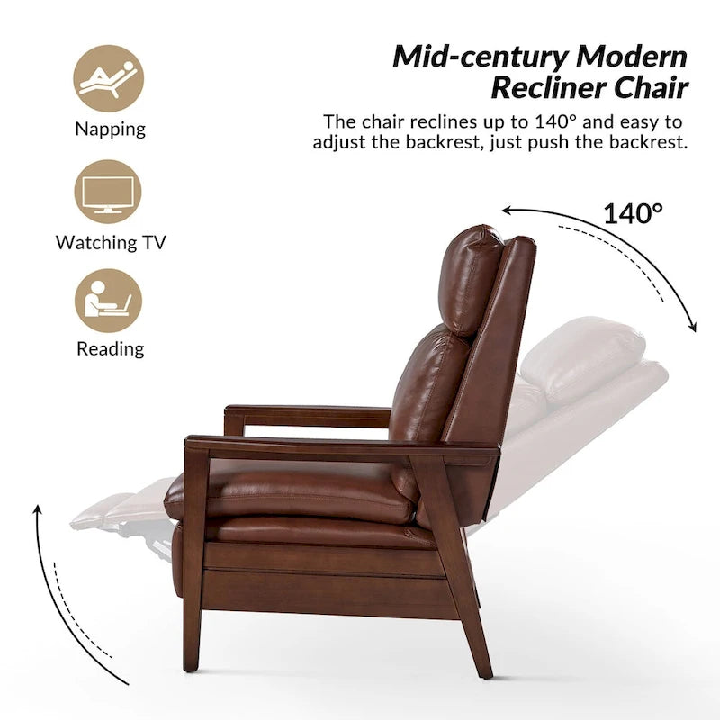 Mid-Century Sessel aus veganem Leder und Massivholz, 2er-Set