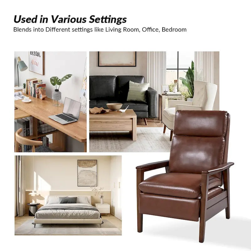 Mid-Century Sessel aus veganem Leder und Massivholz, 2er-Set