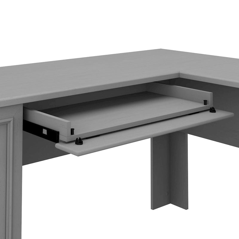 60W L-förmiger Schreibtisch mit Aufsatz, Aktenschrank und Bücherregal