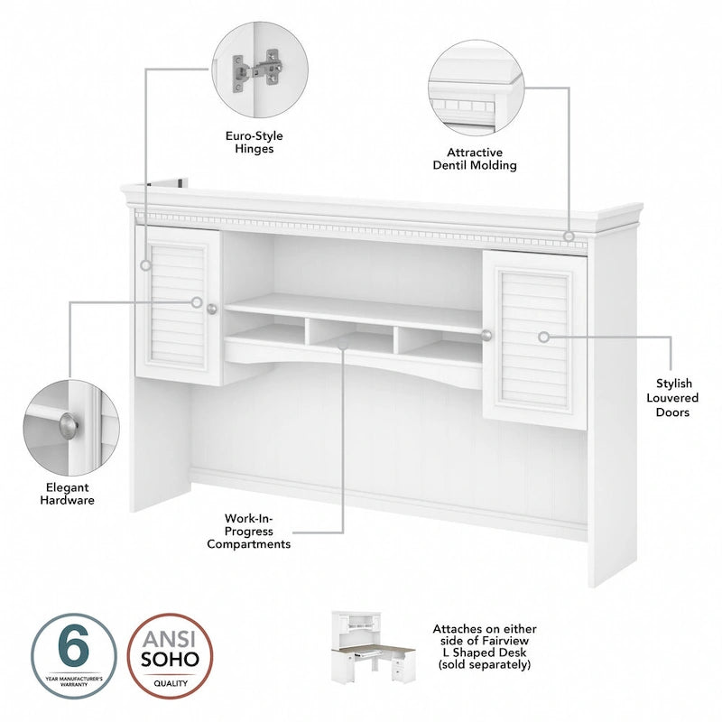 60W L-förmiger Schreibtisch mit Aufsatz, Aktenschrank und Bücherregal