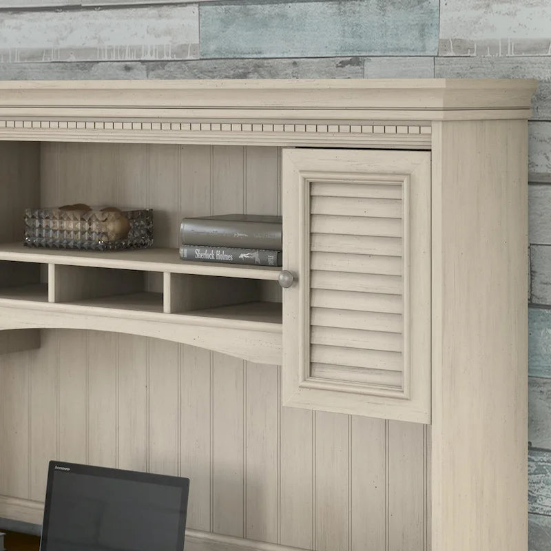 60W L-förmiger Schreibtisch mit Aufsatz, Schrank und Bücherregal