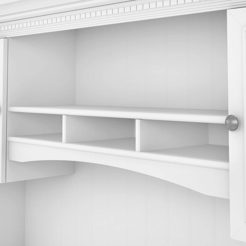 60W L-förmiger Schreibtisch mit Aufsatz, Schrank und Bücherregal