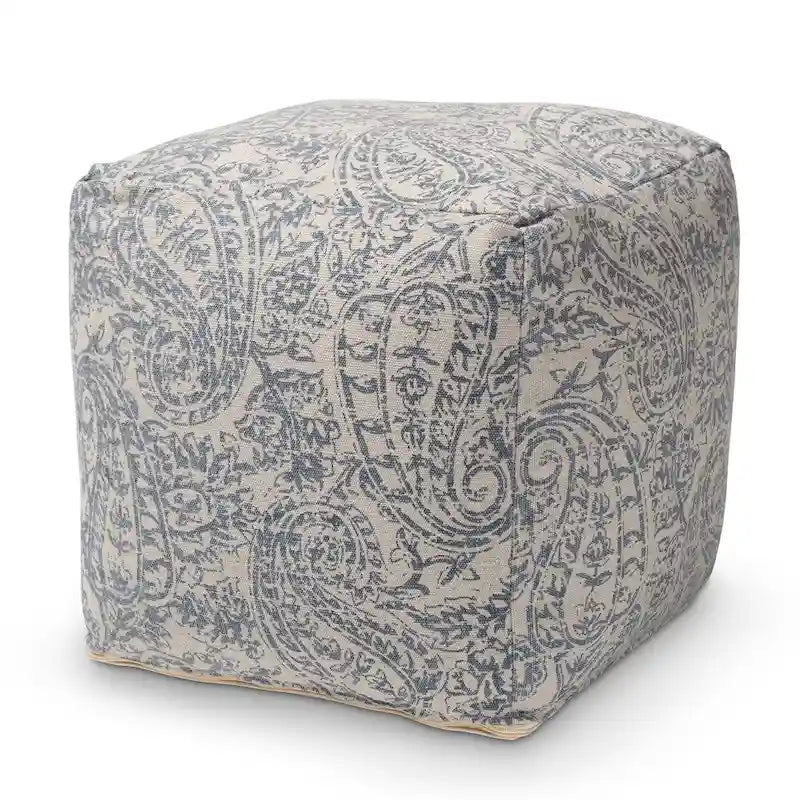 Handgewebter Pouf im Paisley-Muster